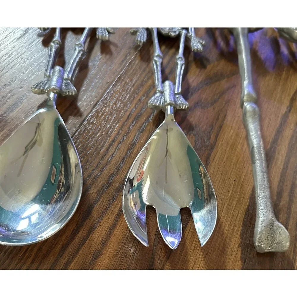 Pottery Barn Skeleton‎ & Skeleton Hands 2 Serving Sets Halloween Salad Servers